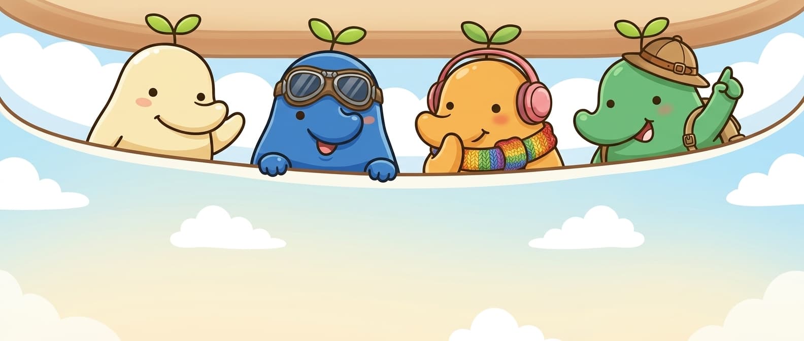 Ovo, Govo, Tovo, and Movo peeking